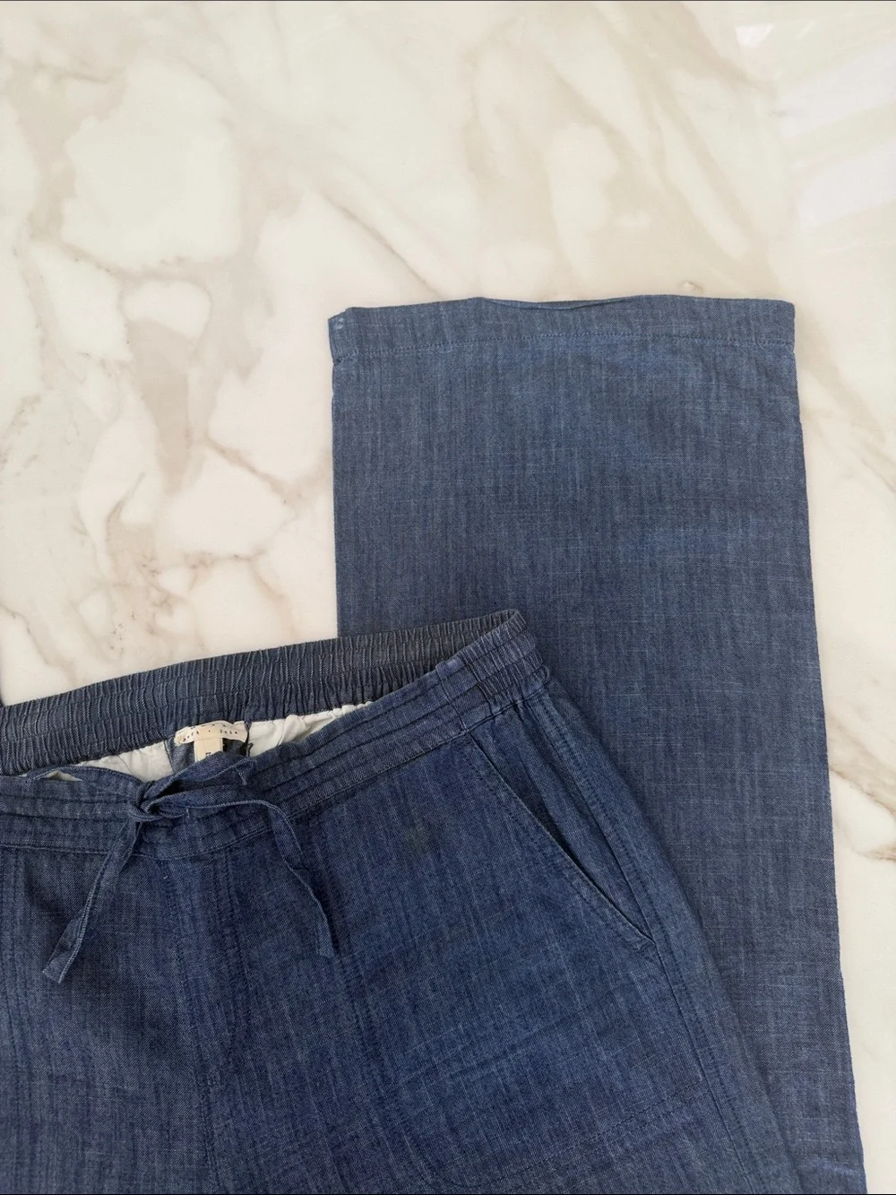Ladies Blue Denim-Look Tank Top & Pants Set